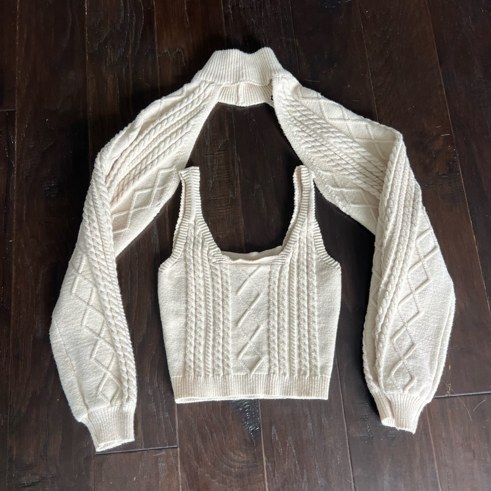 Windsor Cream Cable Knit Shrug Sweater